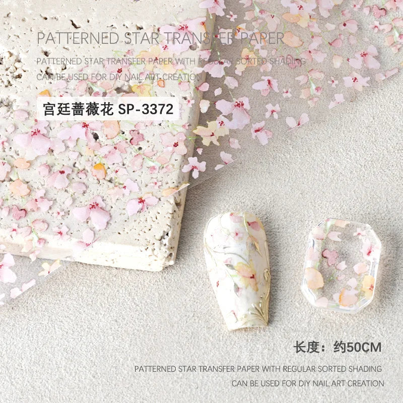 Rose Flower Nail Art Foils Transfer Paper Stickers Designs Floral Zpaxo SP-3372