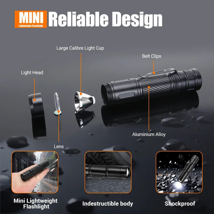 KDULIT 1000LM Tactical LED Flashlight | Type-C Rechargeable IPX6