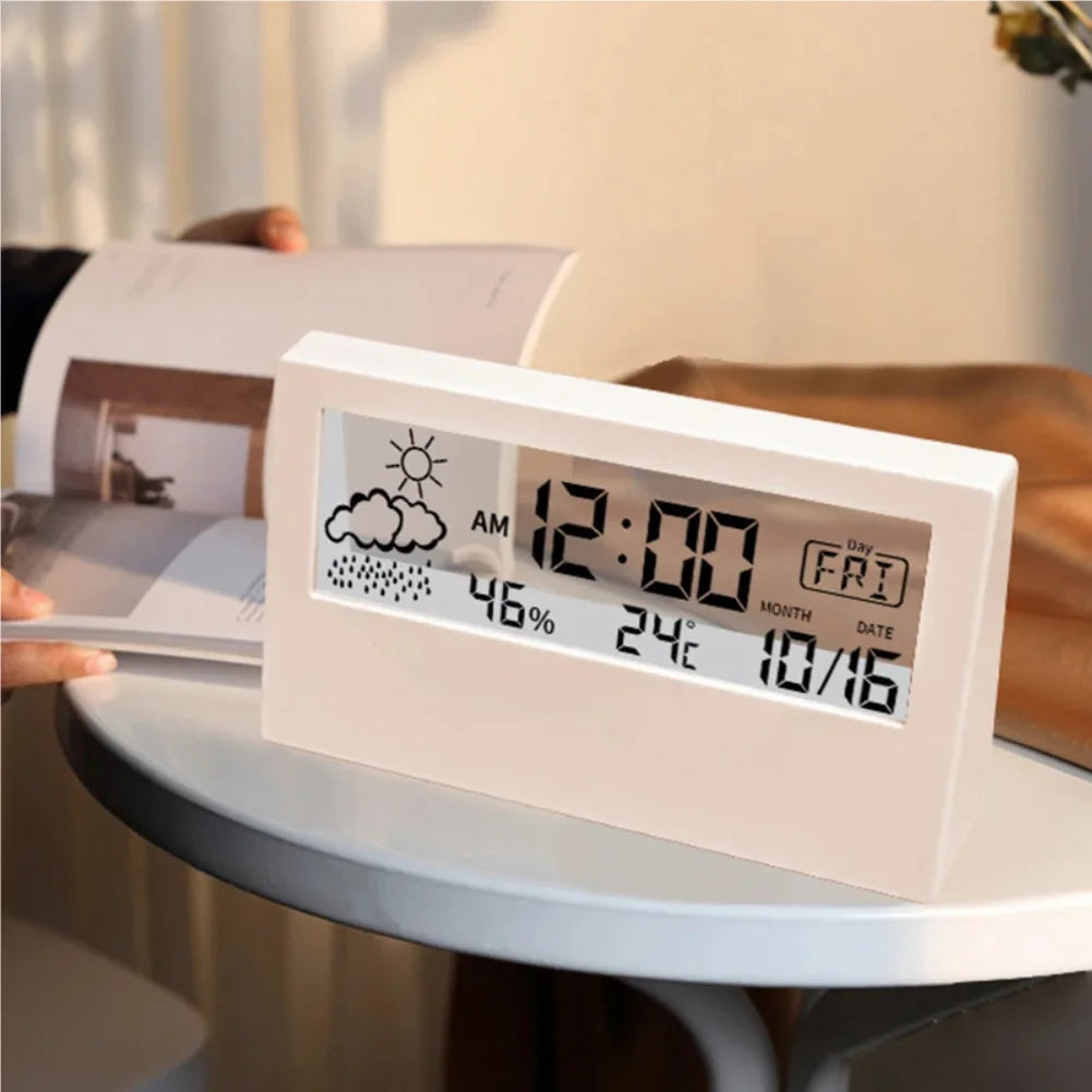 LED Thermometer Thermo-Hygrometer Multifunction Electronic Clock Temperature Humidity Meter Weather Station for Home With Alarm Zpaxo