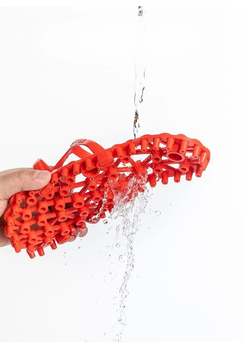 Bathroom summer slippers dormitory anti slip home indoor shower breathable women's hollow foot massage quick drying Zpaxo