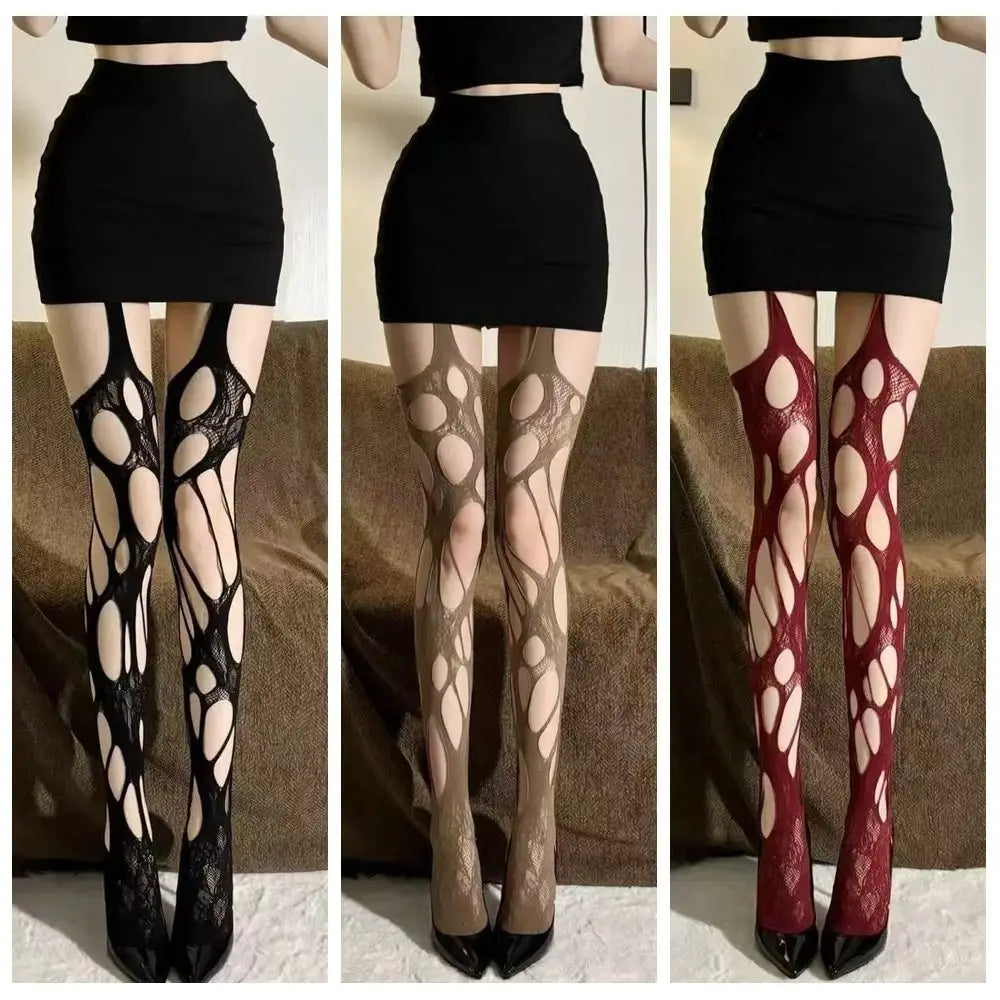 Fashionable Hollow Out Flower Pattern Fishnet Stockings Jacquard Small Flowe Mesh Design Net Socks Mesh Tights Japanese Lolita Zpaxo