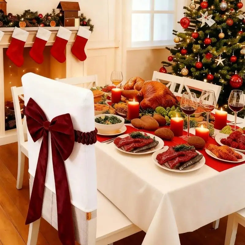 1 Packchristmas Chair Bands Festive Sashes Dining Chairs Holiday