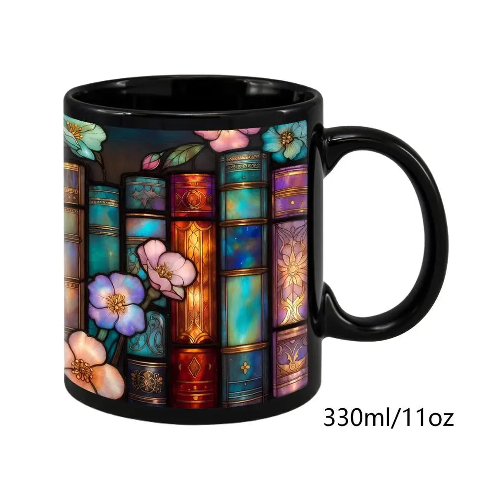 Bookshelf Mug Ceramic Coffee Cup Novelty Tea Handle Reader Drinkware