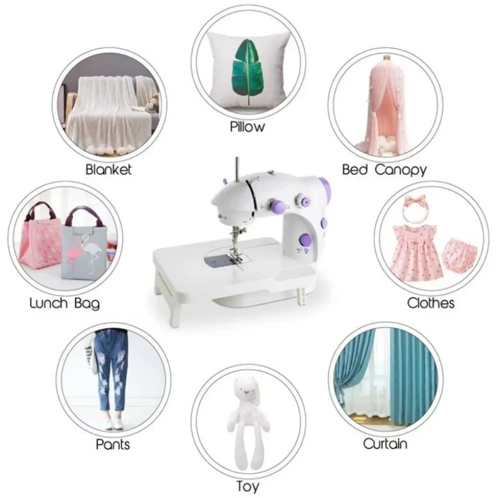 Mini household electric sewing machine, single line, suitable for voltage 100-240V, foot switch, with LED light, expansion table Zpaxo