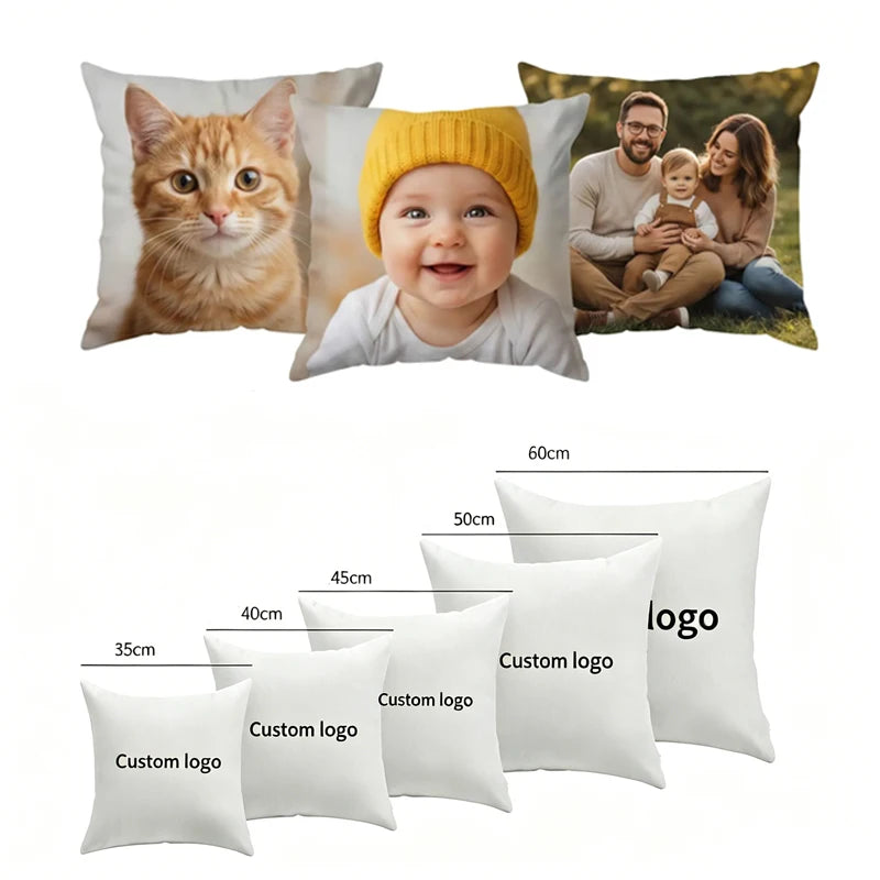 Custom Photo Cushion Cover Personalized Logo Pillow Sofa Car Seat