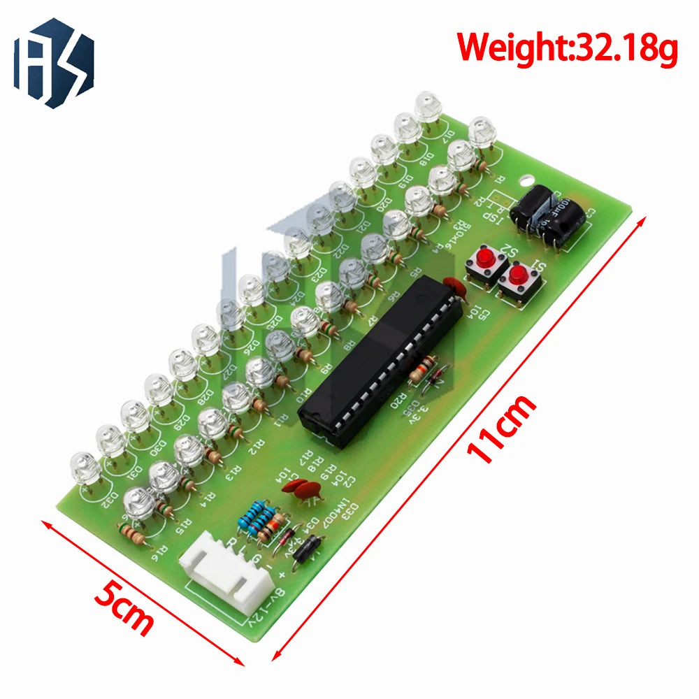 16-Segment MCU-Controlled VU Meter: Dual-Channel LED Audio Indicator – Adjustable Sensitivity, Green Backlight (8-12V) Zpaxo