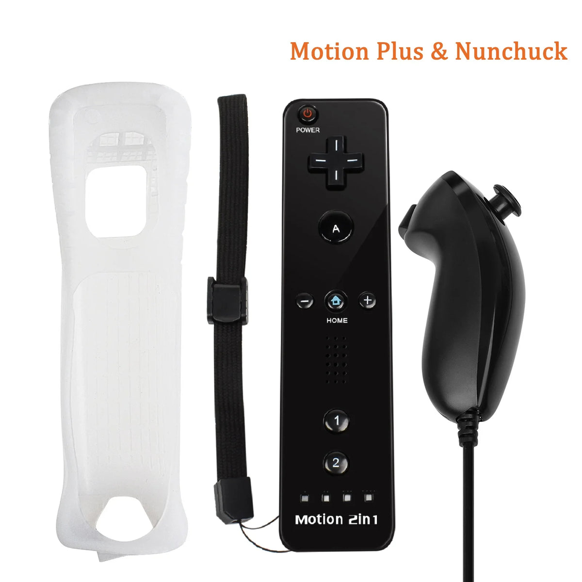 2 In 1 Family Gaming Accessories Wireless Remote Gamepad Silicone Case Included For Nintendo Wii/Wii U Optional Motion Plus Tool Zpaxo Black nunchuck