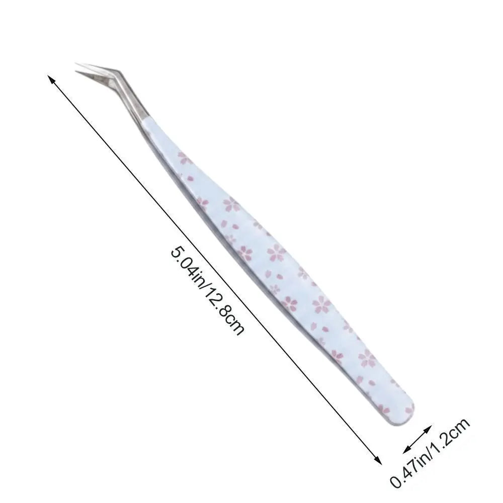 Metal Curved Stickers Tweezers Precision Cartoon Lashes Extension Zpaxo