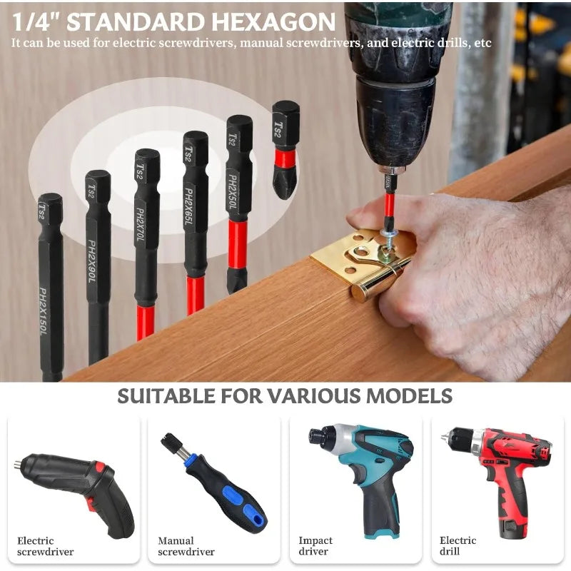 S2 Steel Magnetic Impact Drill Bit Set – 6 or 12 Piece