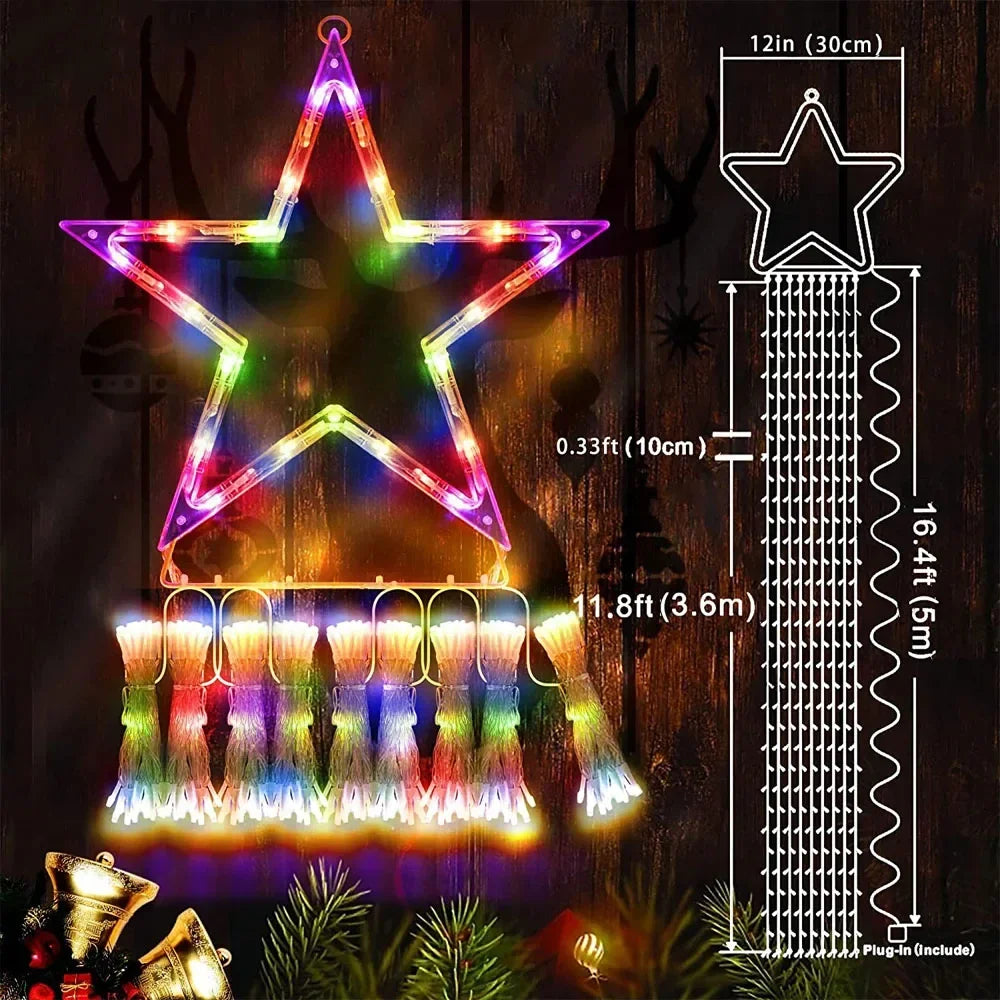 Christmas Decorations 2025 Waterproof Solar Lights LED 8 Modes Tree Zpaxo