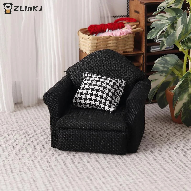 ▶1PCS Mini Flax Sofa Throw Pillow Model 1/12 Dollhouse Furniture Decoration Dolls House Home Scene Decor Accessories Zpaxo