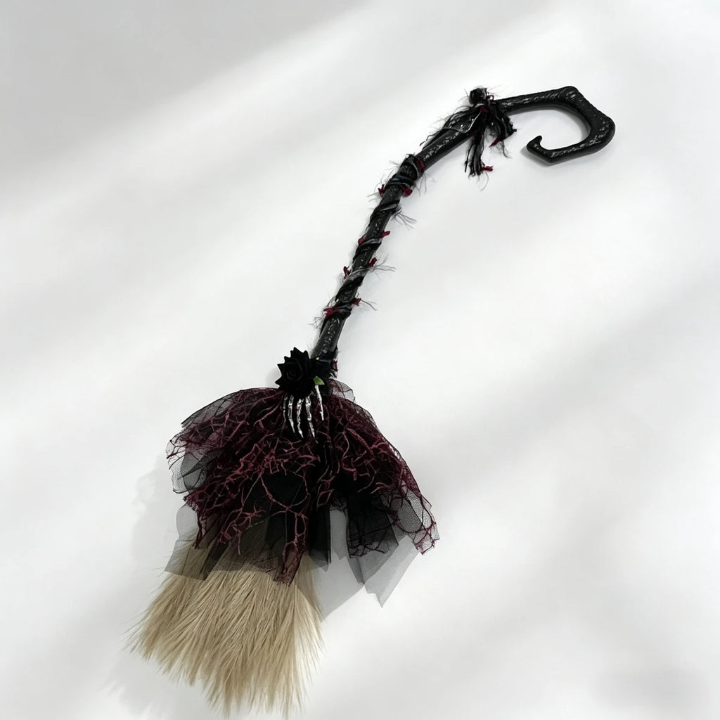 Halloween Witch Broom Plastic Witch Broomstick Broom Props Cosplay Broomstick for Halloween Costume Party Supplies Props Broom Zpaxo black