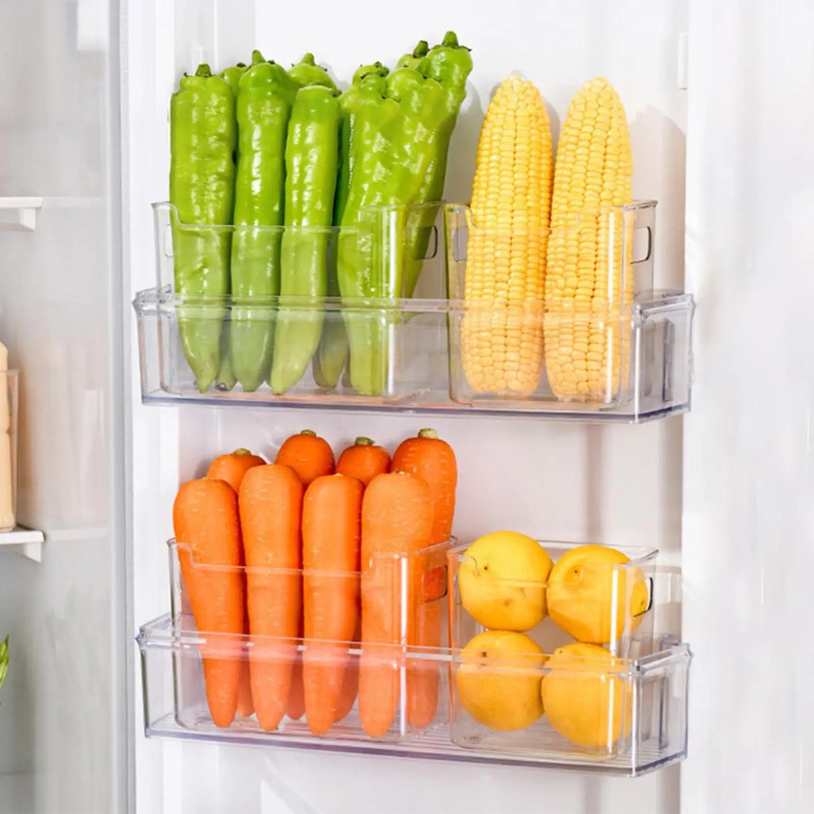 Refrigerator Bins Handles Clear Door Containers Organizer Kitchen