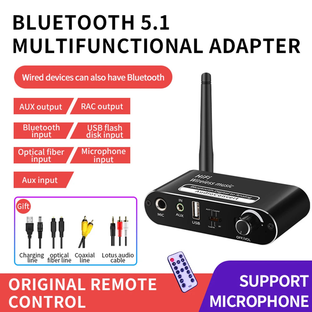 Bluetooth-compatible 5 1 Receiver Hifi Wireless Music Professional Zpaxo