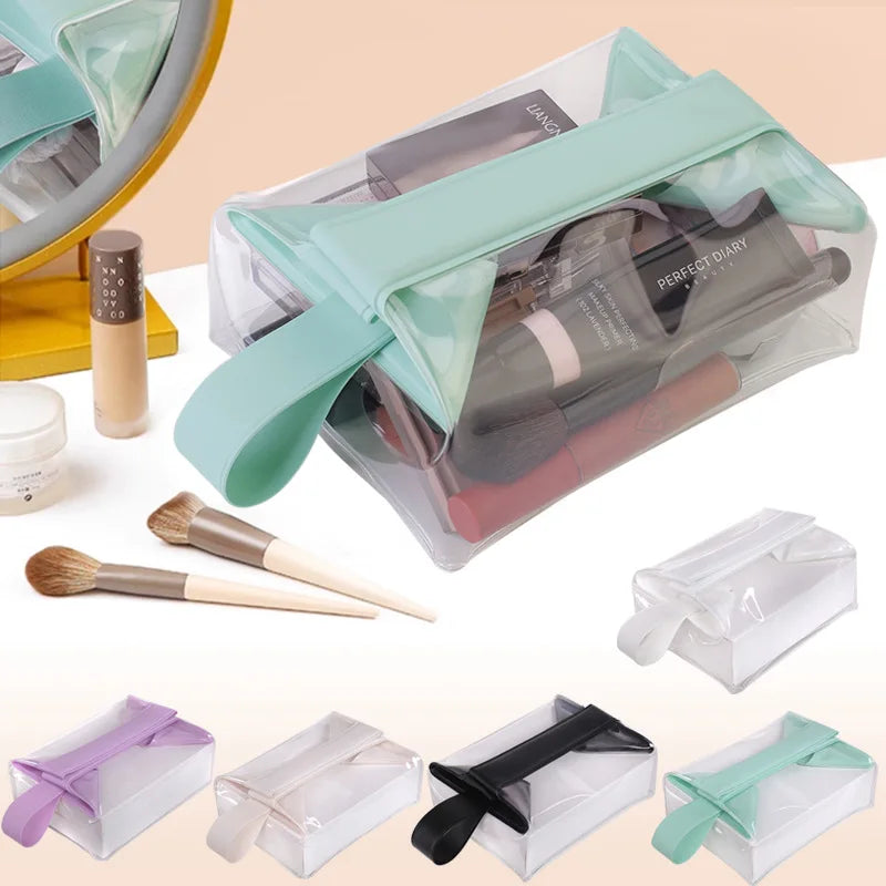 Hot Travel Portable Bag with Magnetic Closure, Transparent Magnetic Suction Storage, Durable and Leak Proof Makeup Bag Zpaxo