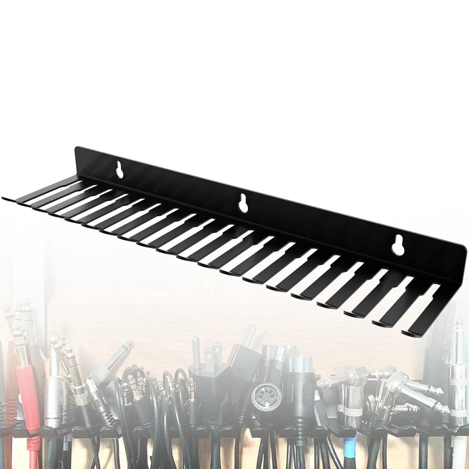 19-Slot Wall Mount Cable Organizer Sturdy Steel Rack Holder Workshop