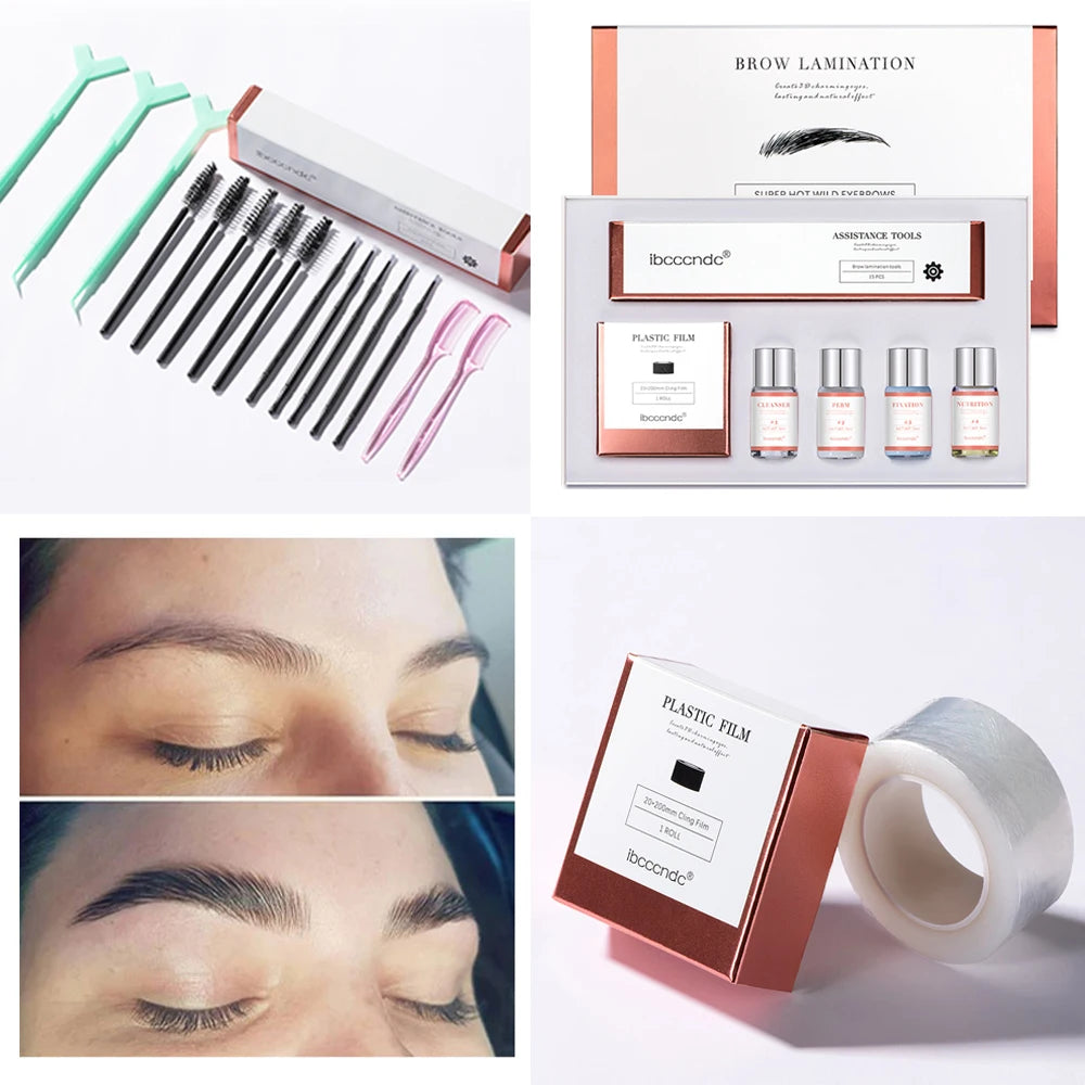 Pro Brow Lift Perming Eyebrow Lifting Brow Lamination Kit with Cling Film Nutrition Keratin Perming Lotion for Home Use Zpaxo
