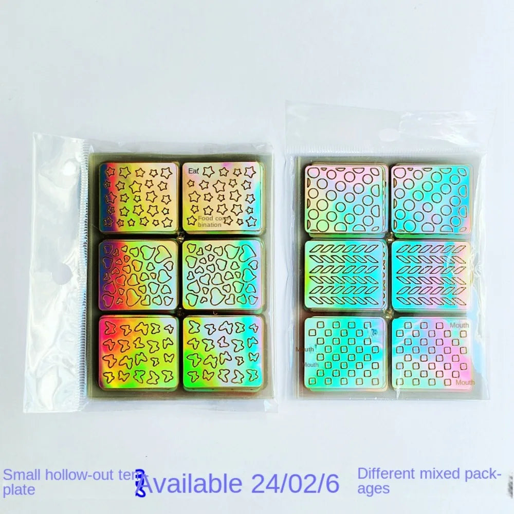 6 12 24 Laser Nail Sticker Hollow Adhesive Painting Template DIY Zpaxo