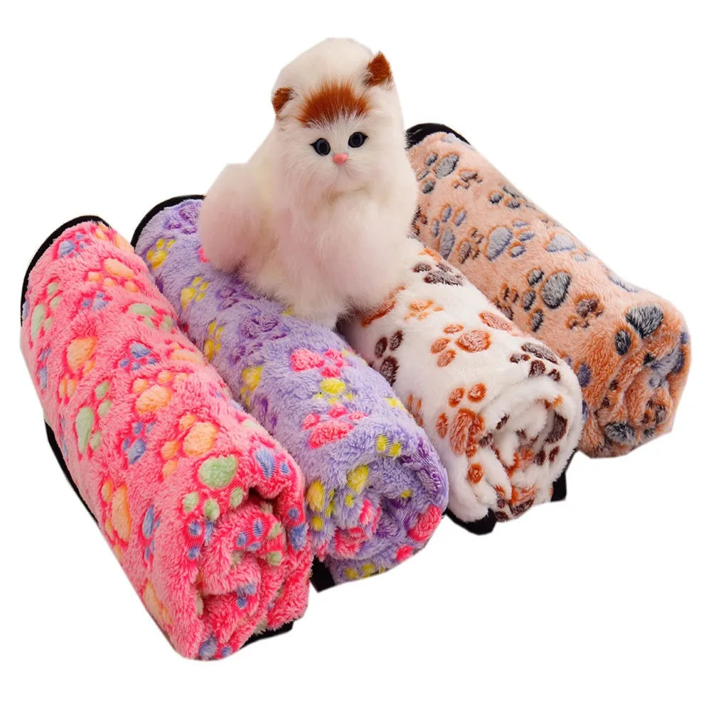 Soft Warm Coral Fleece Dog Blanket Pet Mat Fall Winter Warmth Puppy
