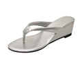 Fashion Solid Platform Clip Toe Women's Wedges Slippers Open Mid Zpaxo Silver 34