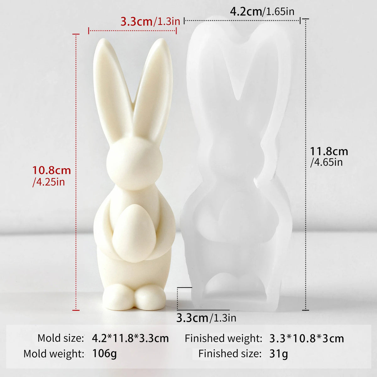Easter Bunny Candle Silicone 3D Rabbit Bunny Egg Heart Aromatherapy Soap Gypsum Plaster Ornament Gift Mould Home Decor Zpaxo JZB-0251