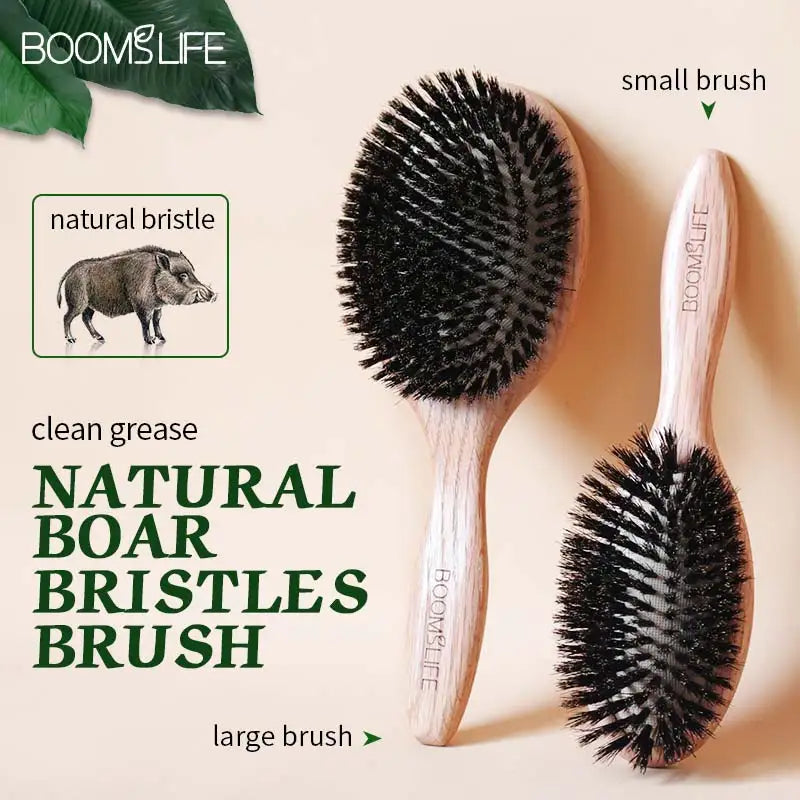BOOMSLIFE Boar Bristle Hair Brush Women Combs for Hair Wood HairBrush Detangle Straightener Brush Hair Comb Barber Accessories Zpaxo