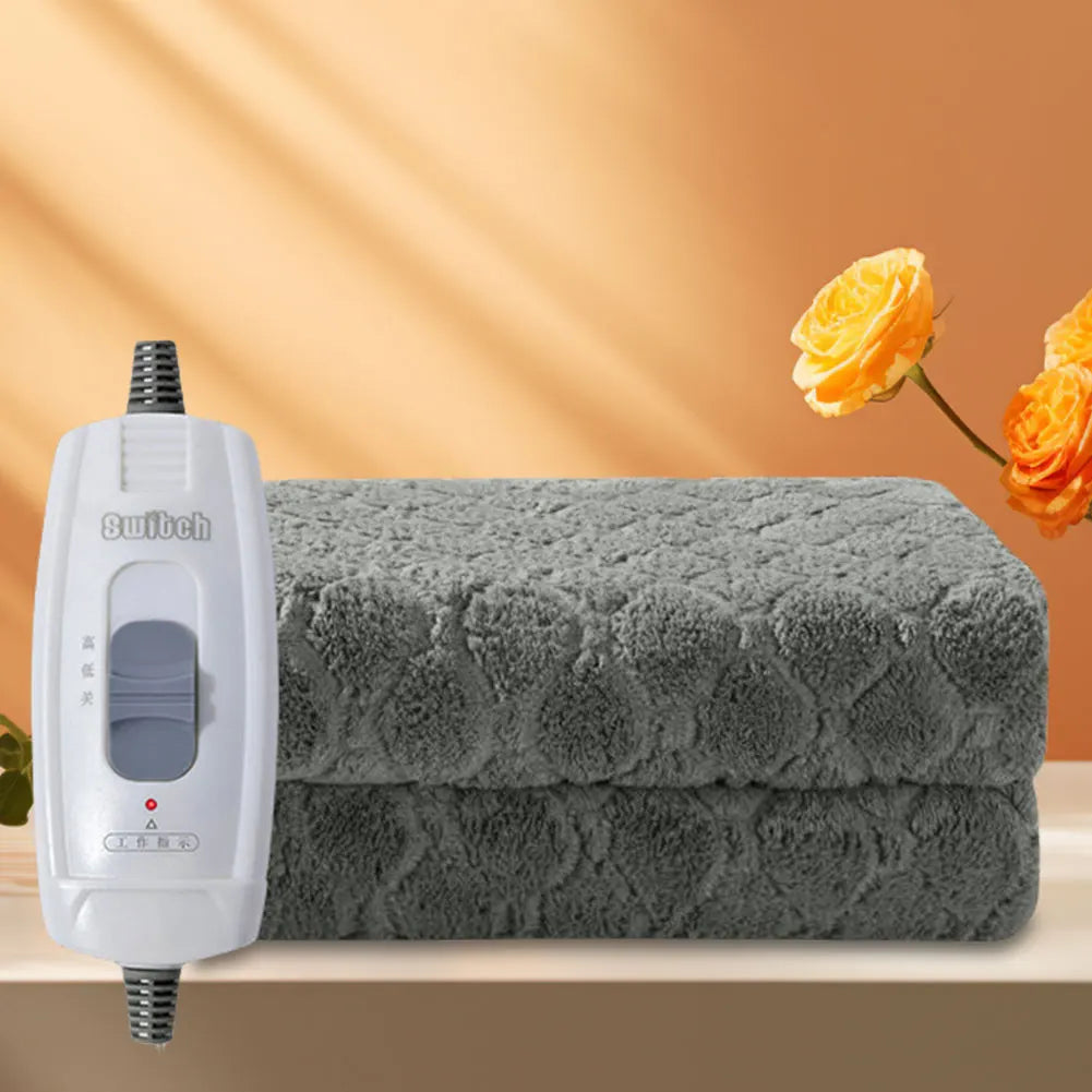 1.5M Plush Electric Blanket Winter Warm Throw Velvet Body Warmer Thermal Blanket Heated Mat Grey Electric Heating Pad for Bed Zpaxo