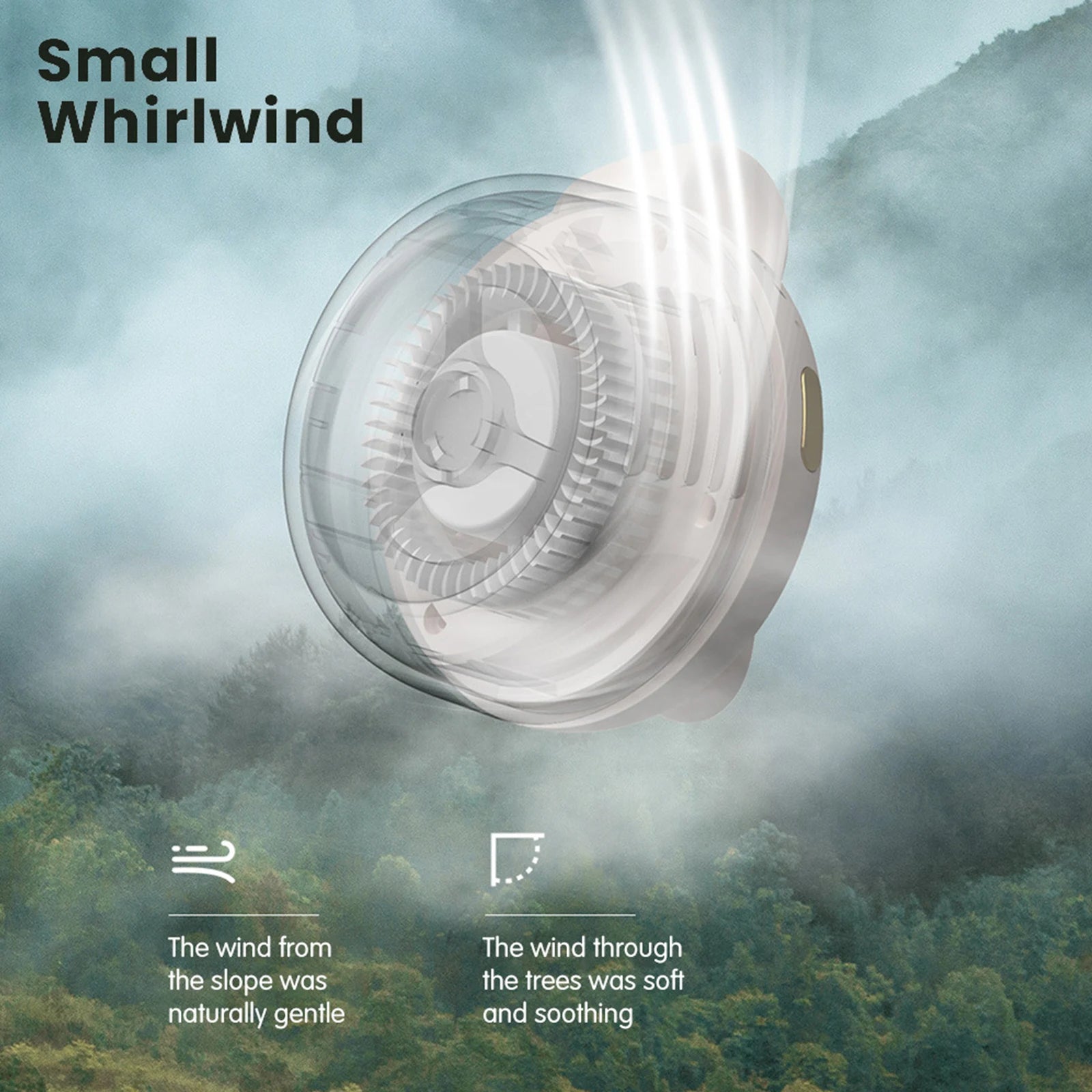 Mini Portable Clip Fan Handheld Waist Hanging Leafless Fan Small Whirlwind Fan Adjustable 3-Speed For Daily Outdoor Travel Zpaxo