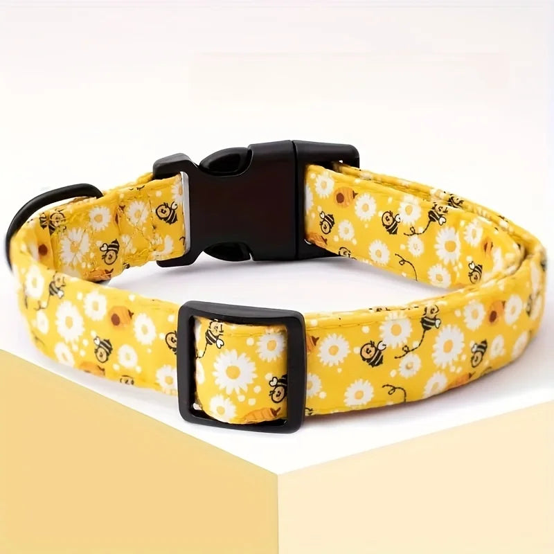 Cute Little Bee Printed Dog Collar Fashionable Wasp Design