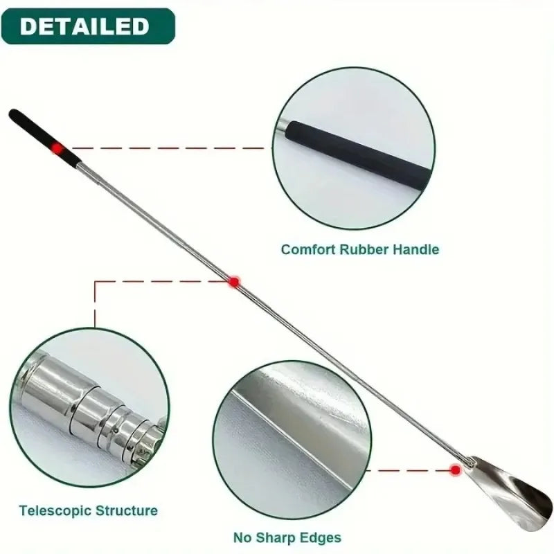 Retractable Stainless Steel Shoe Horn | Long Handle for Elderly Retractable Shoe Horn Zpaxo