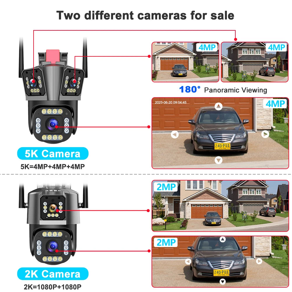 4K Dual Lens Camera Outdoor 10X Zoom PTZ 5K Triple Lens Security Cameras Auto Tracking 8K Four Lens Video Surveillance Webcam Zpaxo