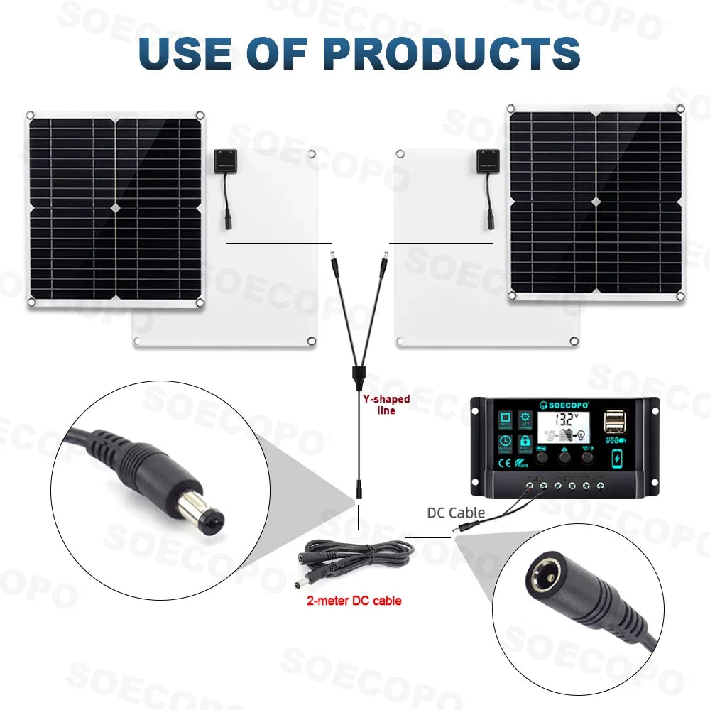 SOECOPO 2 Meter DC Cable Power Extension Cord Solar Panels Multiple