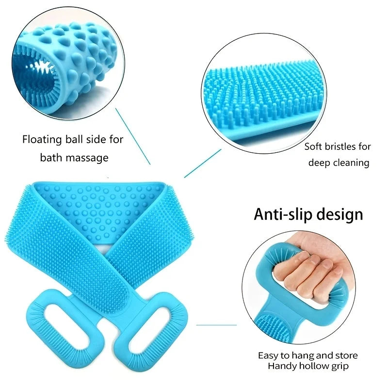 4-Piece Silicone Body Scrubber Set – Exfoliating Bath Brush & Back Strap Body Scrubber Set Zpaxo