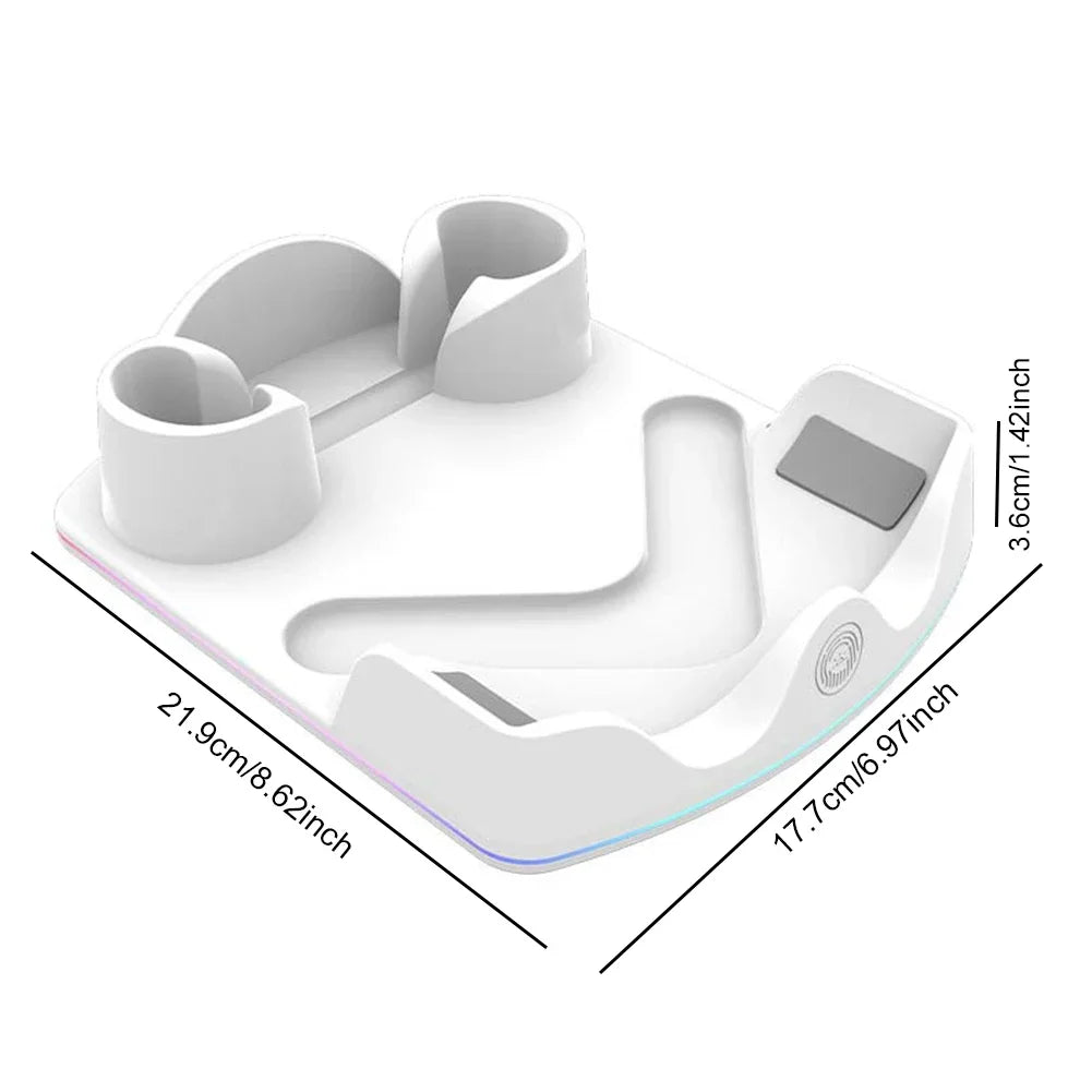 Charging Dock Meta Quest 3S VR Headest Fast Station RGB Light Stand 3 Zpaxo White