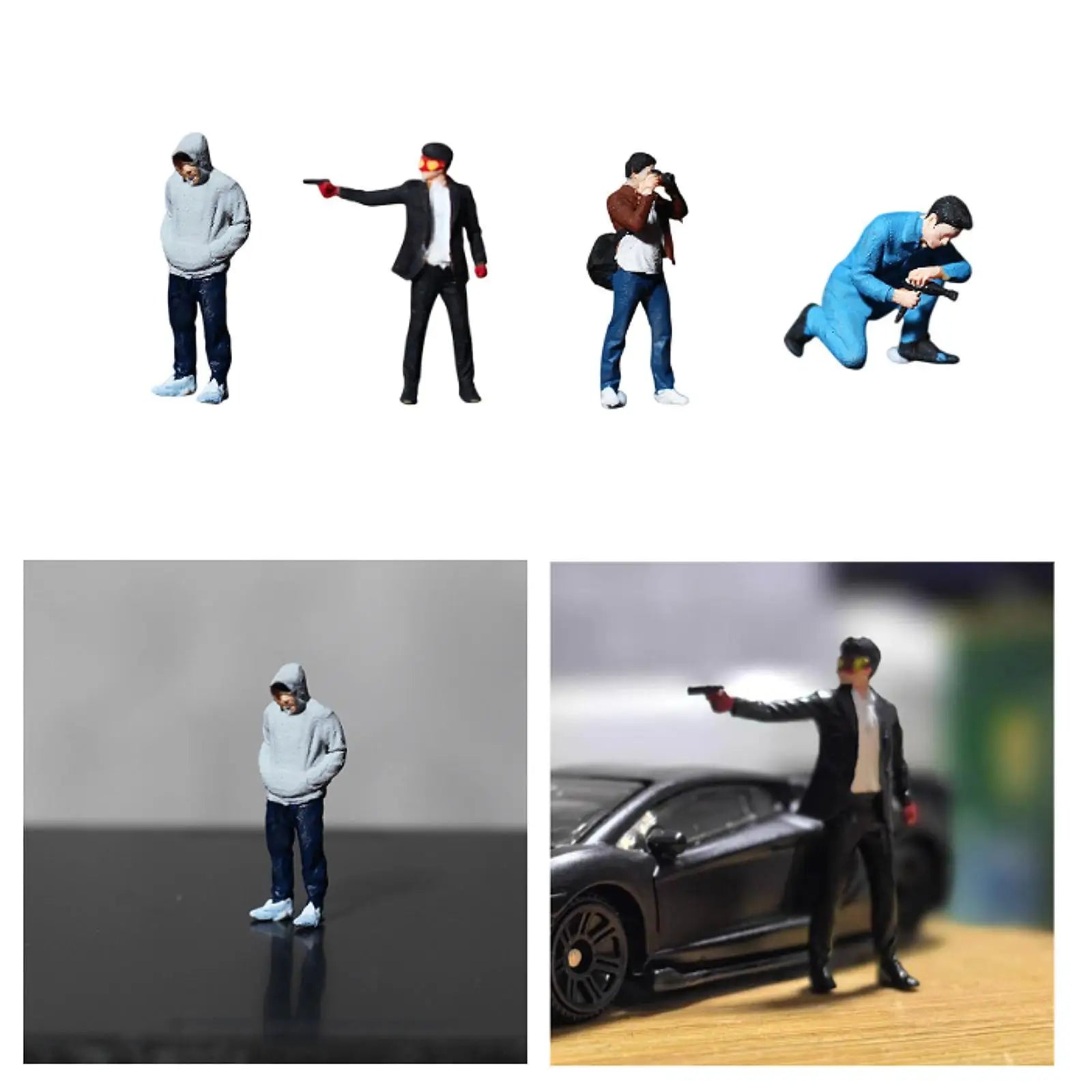 1/64 Scale Hand Painted Miniature People Figurines for Diorama Miniature Figurines Zpaxo
