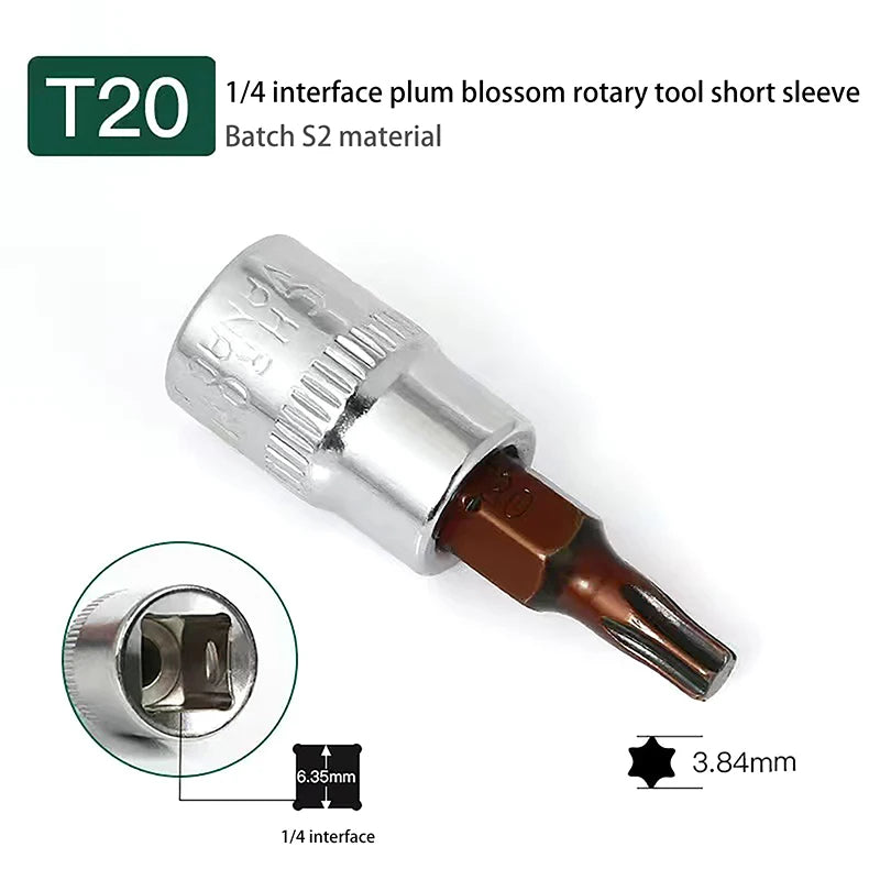 5Pcs Torx Screwdriver Bits 1/4 Inch Drive Socket Head Tools T15 T20 T25 T30 T40 Socket Wrench Adapter Hand Tools Zpaxo