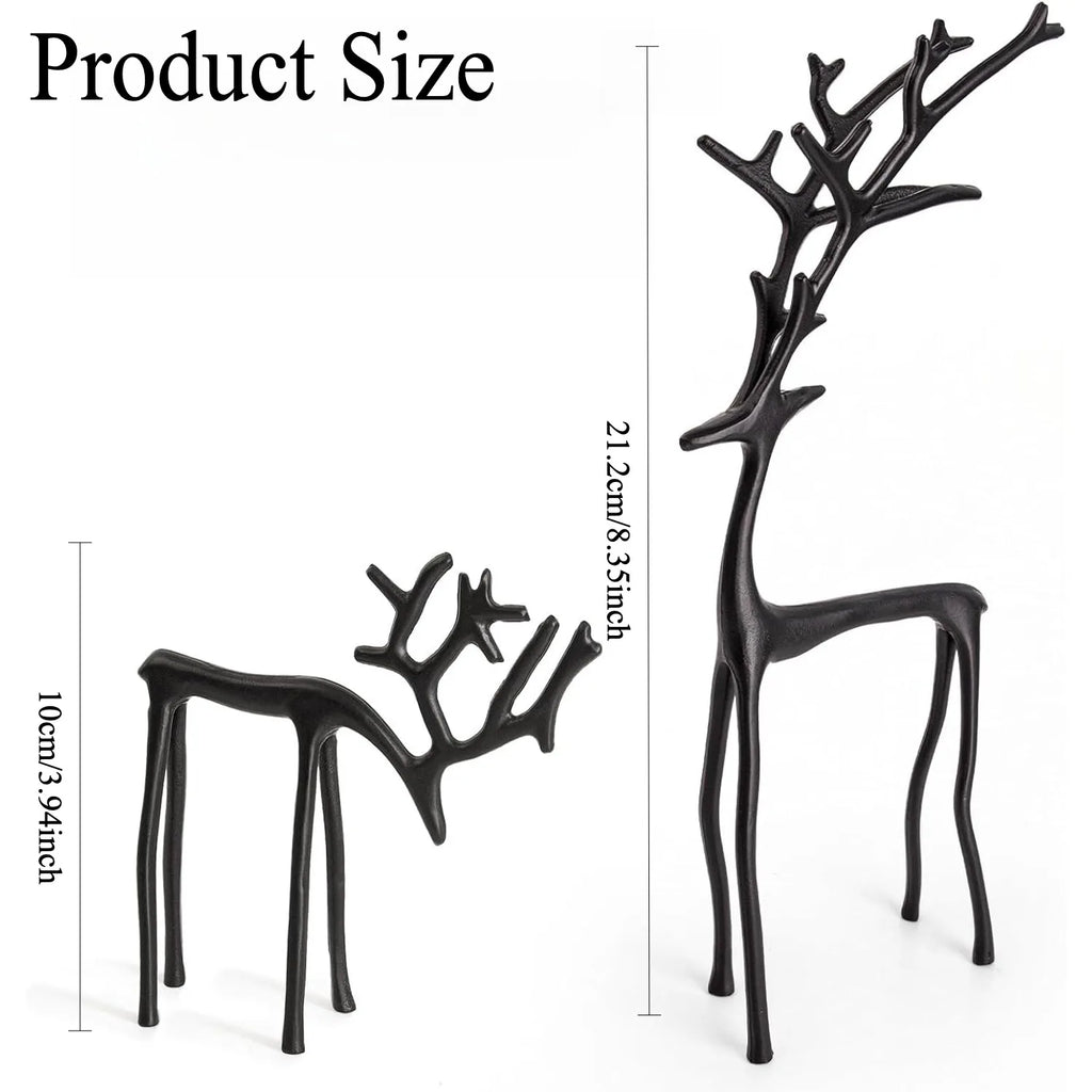 Christmas Decorations 2 Black Reindeer Statues Modern Xmas Figurines