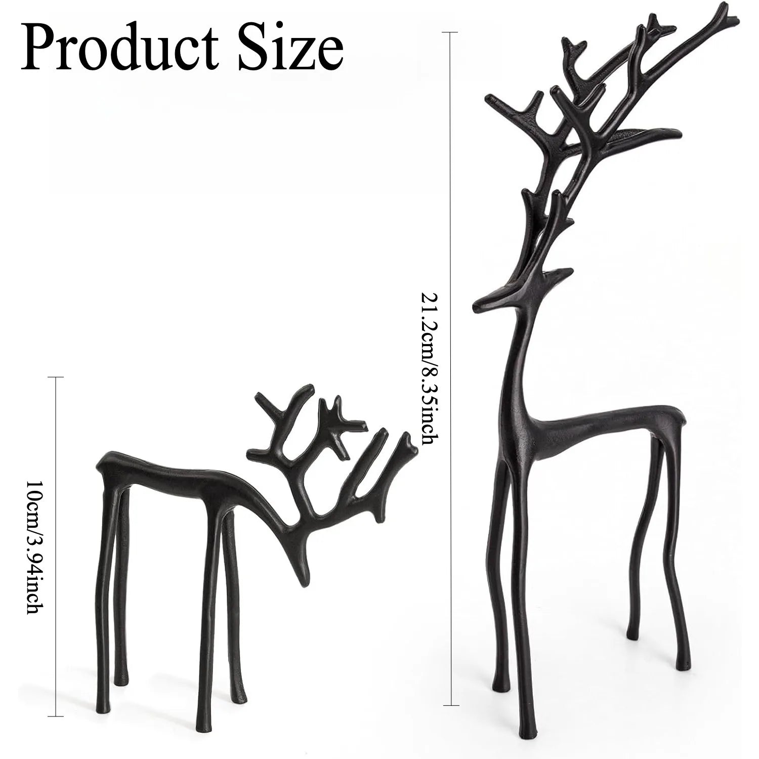 Christmas Decorations 2 Black Reindeer Statues Modern Xmas Figurines