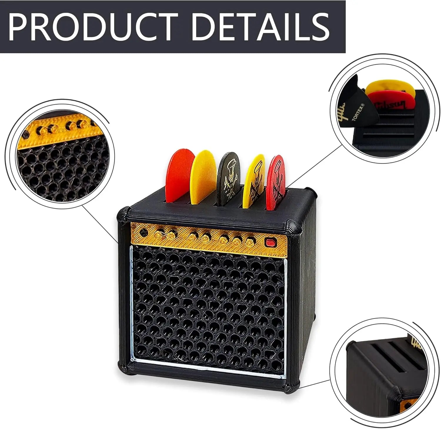 Guitar Pick Holder Box – Mini Amp Speaker Design Storage Case