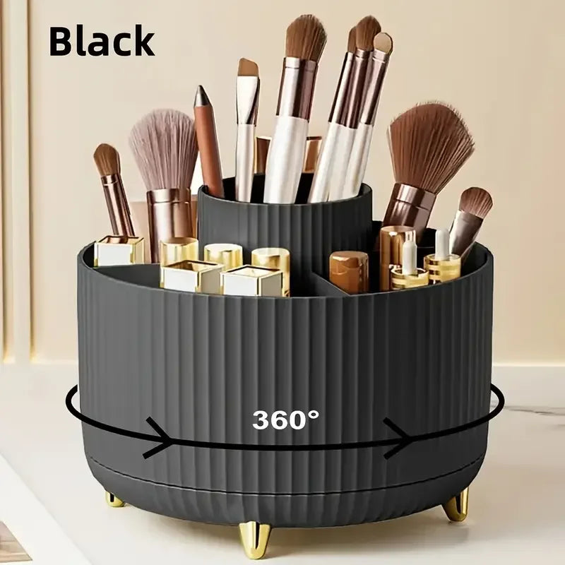 5-Slot 360° Rotating Makeup Brush Holder & Desk Organizer Makeup Brush Organizer Zpaxo 360 Black
