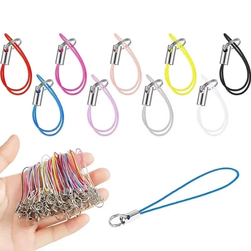50/100pcs DIY Cord Pendant Lanyards – Lobster Clasp & Key Ring