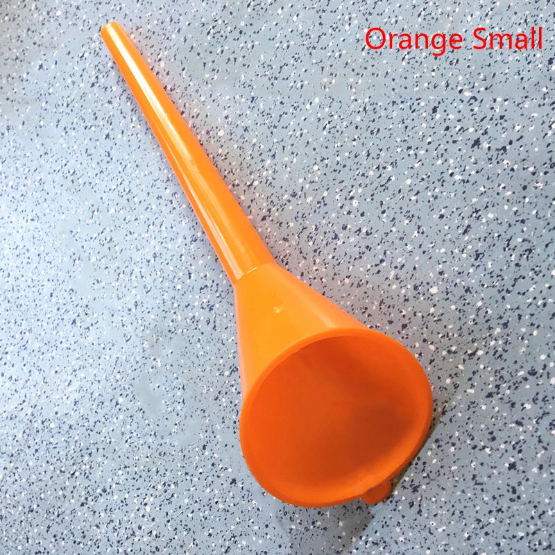 CMCar Long Stem Funnel Gas Oil Fuel Filling Tools Anti-splash Plastic Zpaxo Orange Small