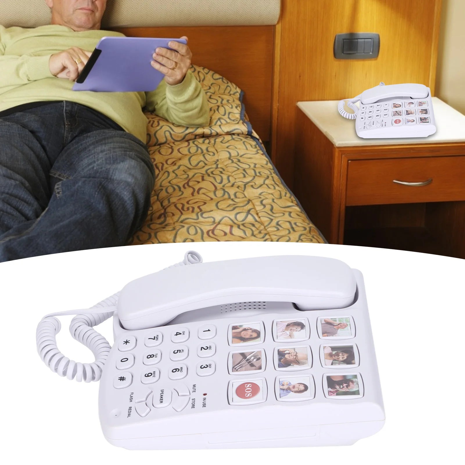 LD 858HF Big Button Telephone Amplified Photo Memory Corded Landline
