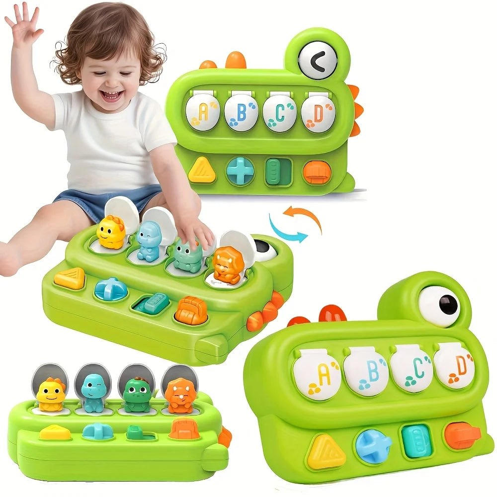Green Dinosaur Peekaboo Puzzle Box Interactive Educational Toy