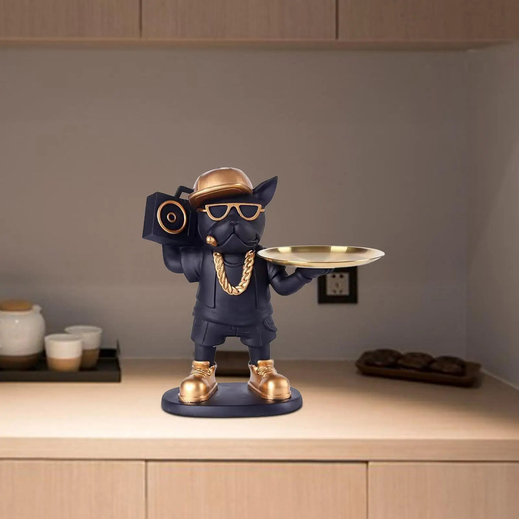 Jewelry Trinket Tray Candy Desktop Animal Figurine Dog Statue Storage Box for Entrance Living Room Countertop Cabinet Office Zpaxo