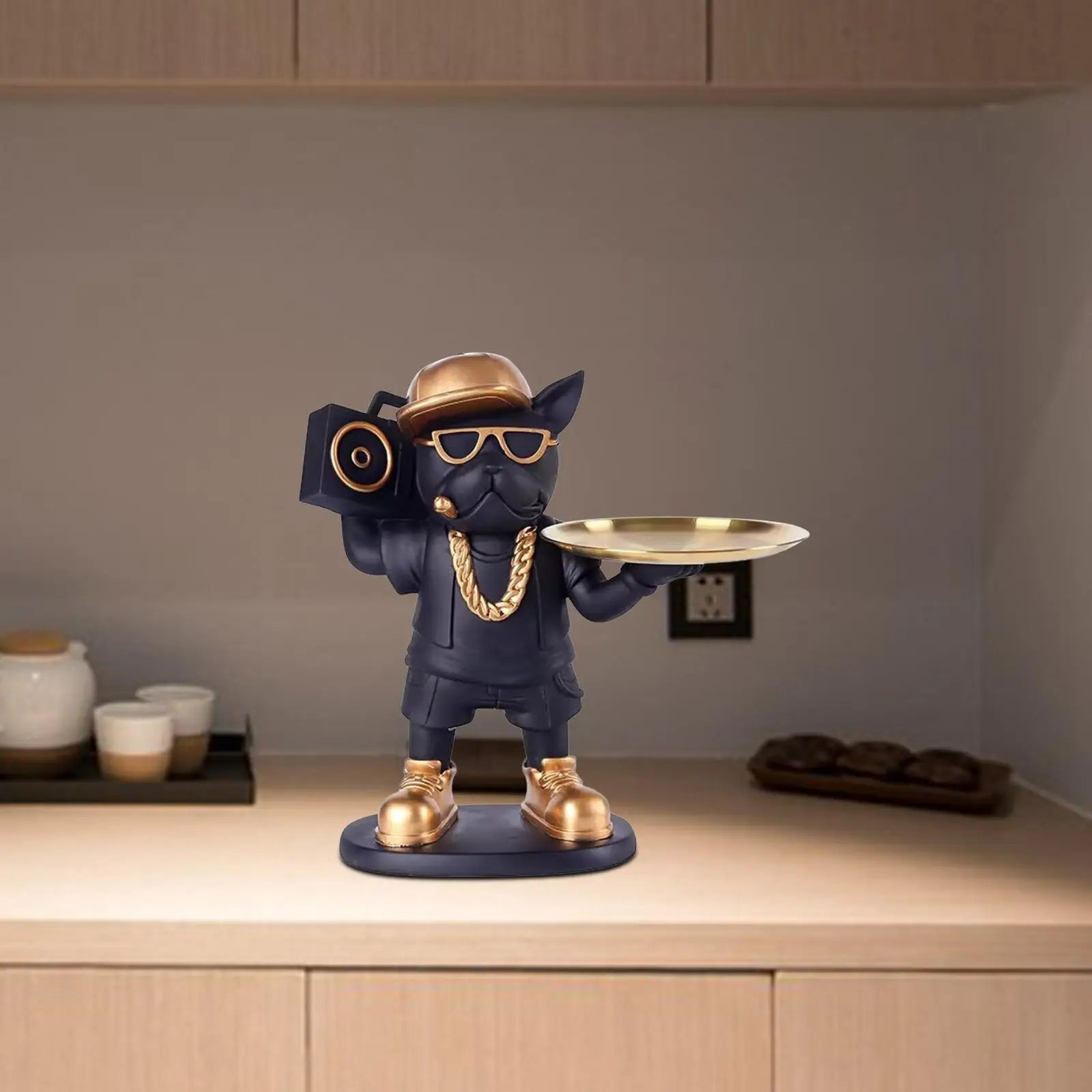 Jewelry Trinket Tray Candy Desktop Animal Figurine Dog Statue Storage Box for Entrance Living Room Countertop Cabinet Office Zpaxo