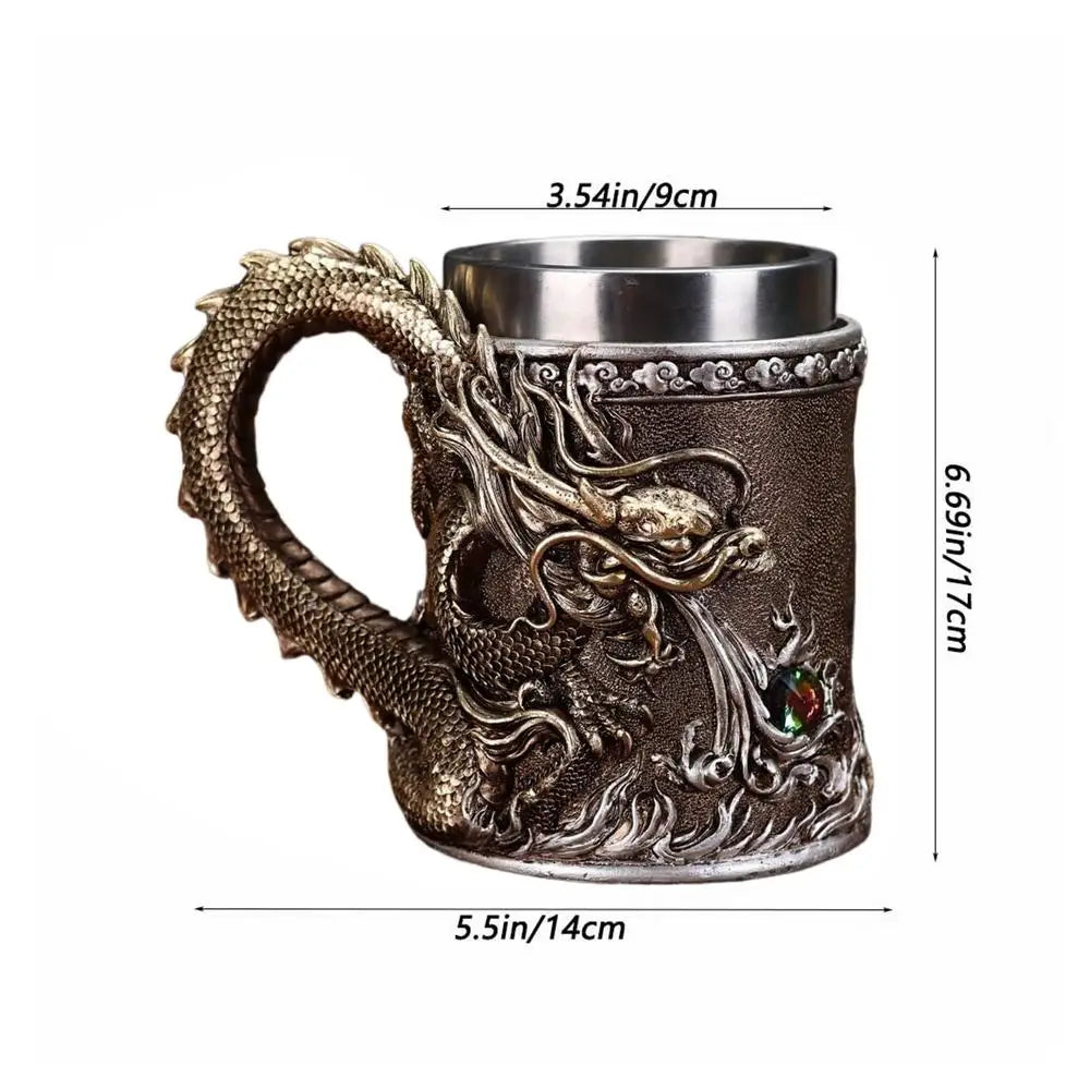 Dragon Cup Embossed Chinese Metal Drinkware Fun Coffee Mugs Tea Table Zpaxo China Mainland Silver Standard