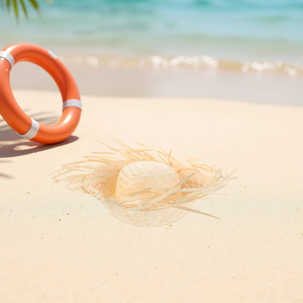 Hawaiian Straw Hat Wide Brim Chicken Nest Party Props Bucket Sun