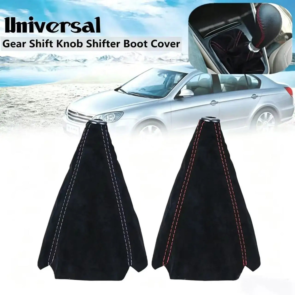 Red Black Suede Leather Gear Shifter Boot Durable Anti-wear Manual Zpaxo