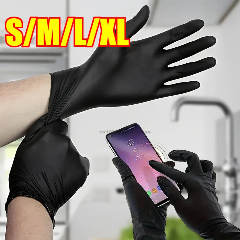 Black Xl Latex Gloves Pvc Gloves Disposable Nitrile Gloves Housework Cleaning Car Industry Gardening Cooking Tools Zpaxo